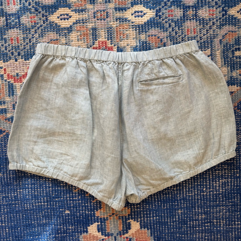 Suzi Kondi Light Blue Linen Bubble Shorts - Picture 6 of 6